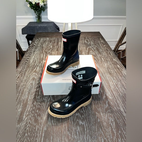 Hunter Original Moc Toe Short Rain Boots Men's Rain Boots Black Size 10 - Picture 5 of 16